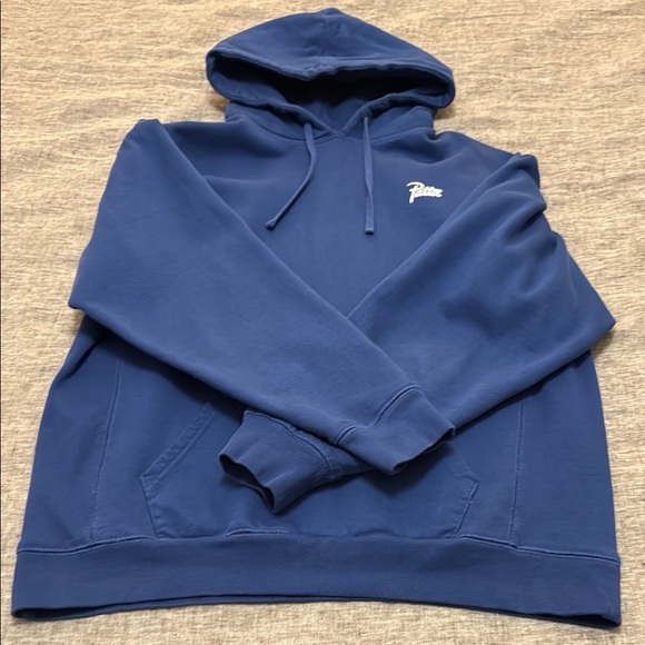 Patta Men’s Blue Sweatshirt Hoodie with Ribbed Cuffs - Picture 1 of 3